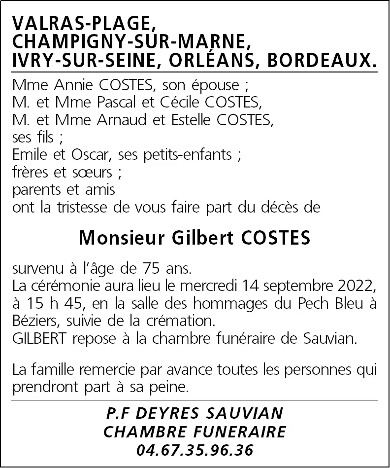 M. Gilbert COSTES