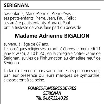 Mme Adrienne BIGALION