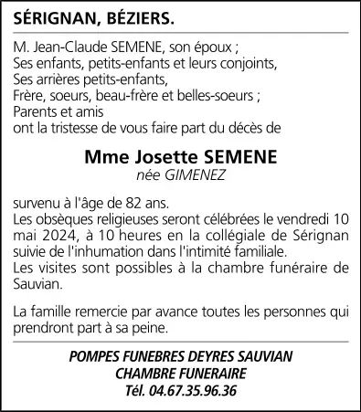 Mme Josette SEMENE