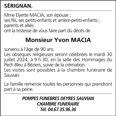 M. Yvon MACIA