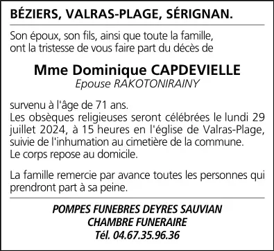 Mme Dominique CAPDEVIELLE épouse RAKOTONIRAINY