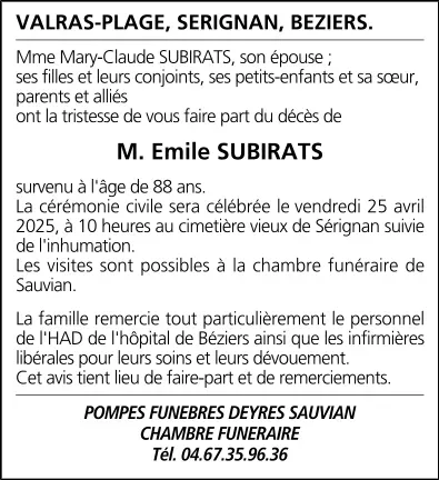 M. Emile SUBIRATS